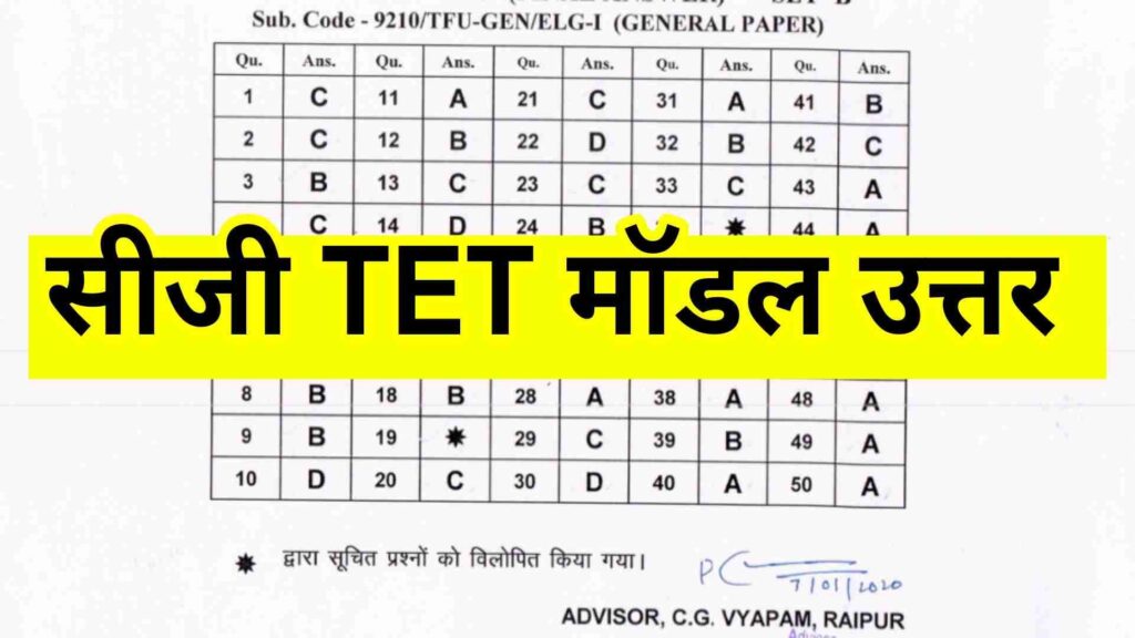 CG TET Model Answer 2022 