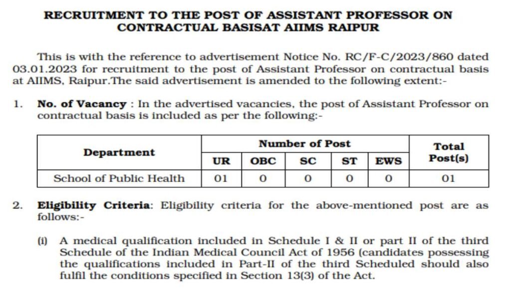 AIIMS RAIPUR RECRUITMENT 2023