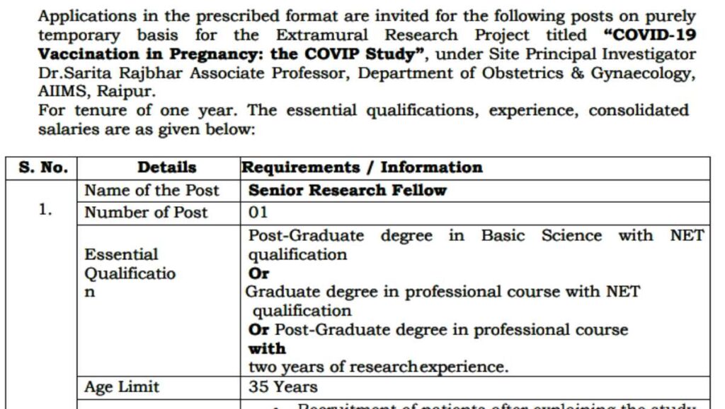 Senior Research Fellow Vacancy