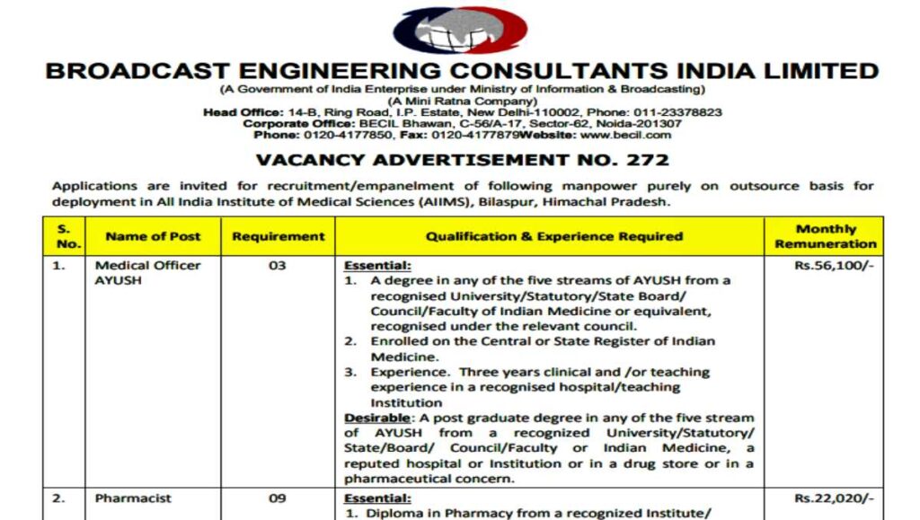 Ministry of Information Vacancy