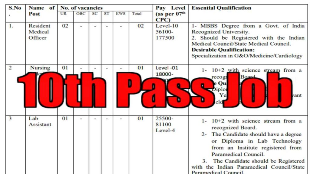 10th 12th Pass Job