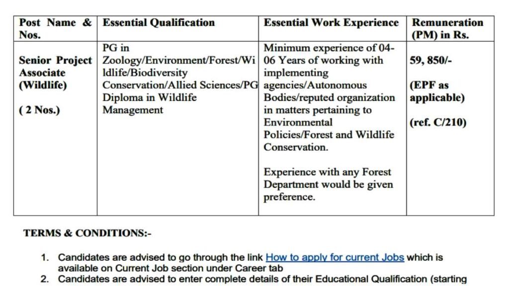 Forest And Wildlife Vacancy
