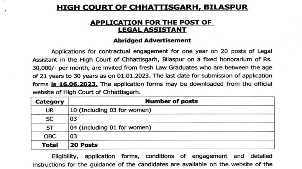 CG High Court Vacancy