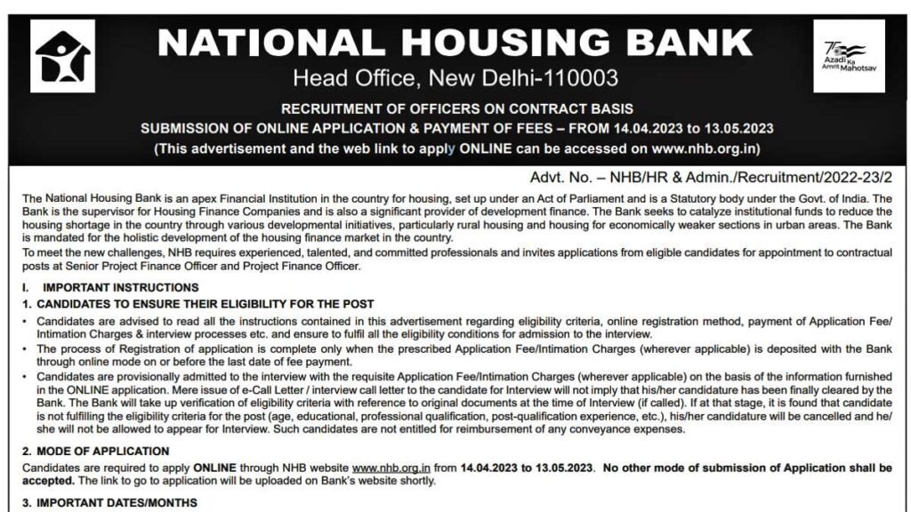 National Housing Bank Vacancy