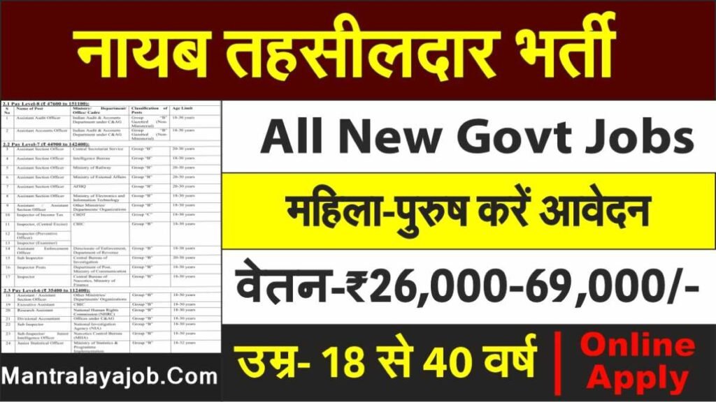 Naib Tehsildar Job Sarkari Result 