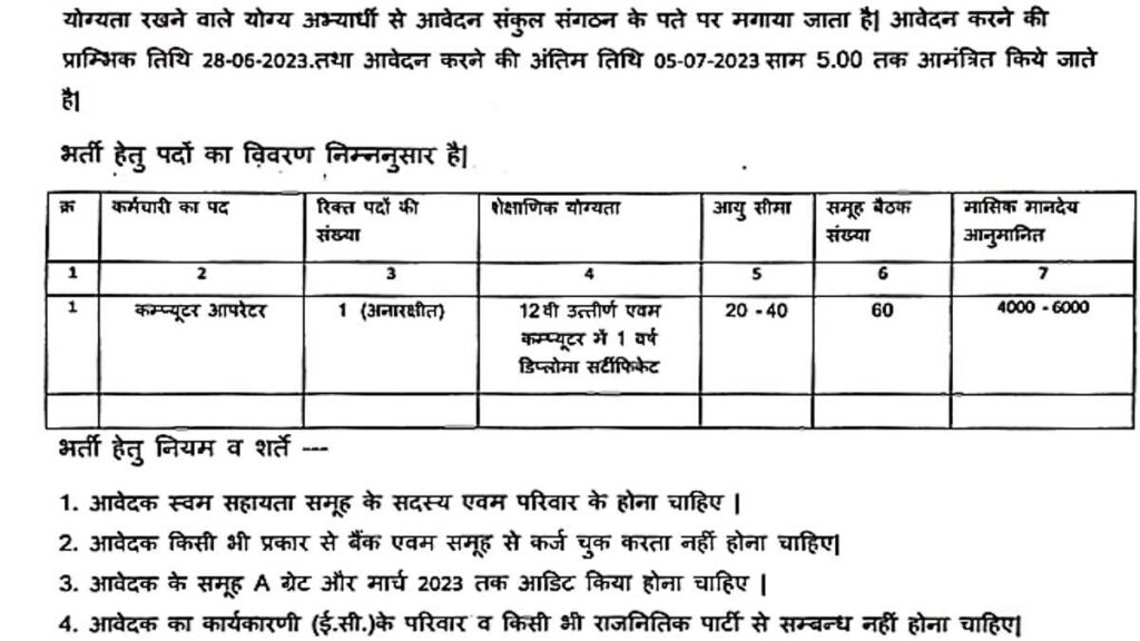 Computer Operator Vacancy 