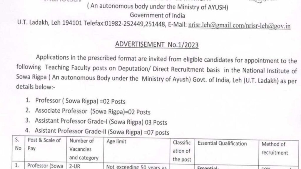 Ministry of Ayush Govt Job