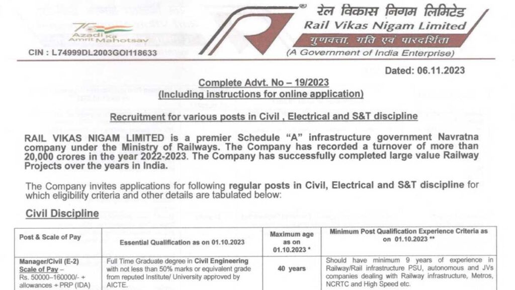 Rail Vikas Nigam Limited Job